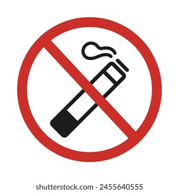 NO SMOKING , cigarette icon, smoke in red crossed out circle. Vector.no cigarette prohibition