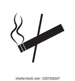 No Smoking Cigarette Line Icon. Smoking Forbidden Warning Sign. Editable Stroke. Vector Illustration