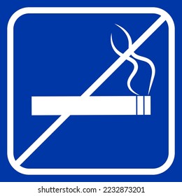 No smoking cigarette line icon on blue background. Smoking forbidden warning sign.Vector illustration