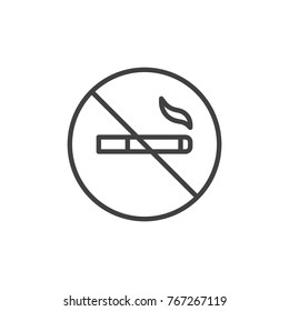 No smoking cigarette line icon, outline vector sign, linear style pictogram isolated on white. Symbol, logo illustration. Editable stroke