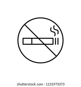 no smoking, cigarette prohibition sign line black icon