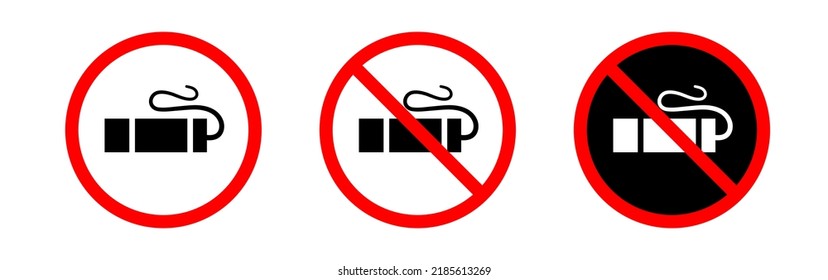 No smoking. Smoking cigarette in a prohibition sign. Vector clipart isolated on white background.