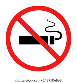 No smoking. Smoking cigarette in a prohibition sign. Vector clipart isolated on white background.