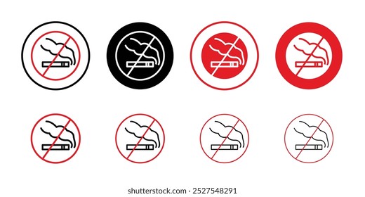 No smoking cigarette sign Collection of flat thin outline vector