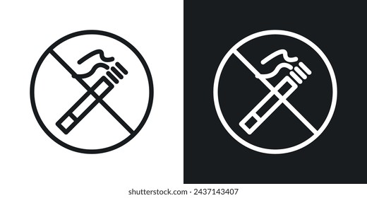 No Smoking Cigarette Sign Icon Designed in a Line Style on White background.