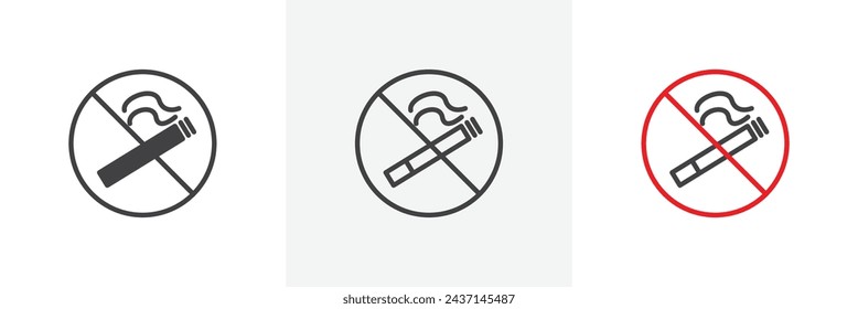 No Smoking Cigarette Sign Isolated Line Icon Style Design. Simple Vector Illustration