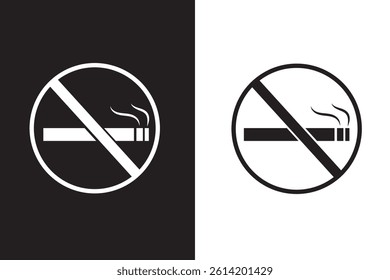 No Smoking Cigarette Sign Isolated Line Icon Style Design. Simple Vector Illustration