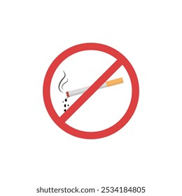 No smoking. A cigarette is a sign of prohibition. The place is non-smoking. Warning sign for smokers vector. Vector illustration.