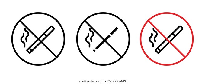 No smoking cigarette sign vector set