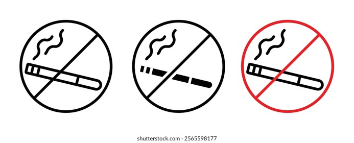 No smoking cigarette sign vector in black and red colors