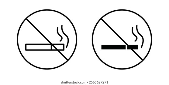 No smoking cigarette sign vector in black and red colors