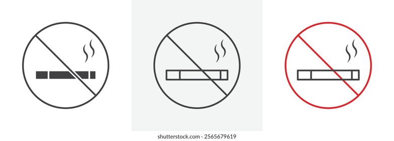 No smoking cigarette sign vector in black and colored versions