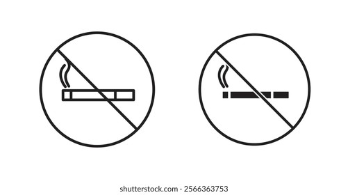 No smoking cigarette sign vector in line stroke and flat versions