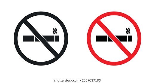 No smoking cigarette sign vectors in black and colored version