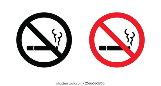 No smoking cigarette signs in black and color style