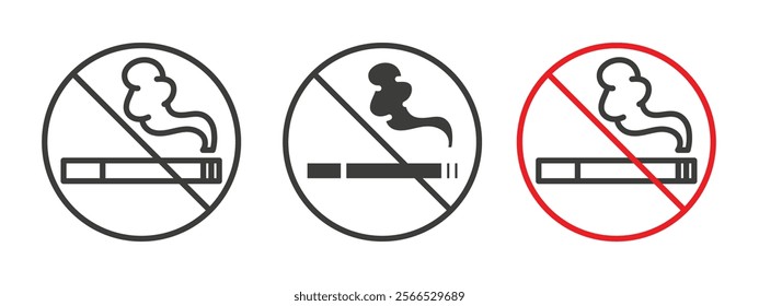 No smoking cigarette signs collection for website design, app, UI design.