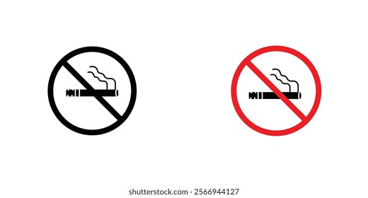 No smoking cigarette signs. vector signs set