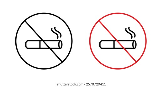 No smoking cigarette signs vectors on white background.