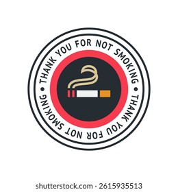 No smoking cigarette sticker, label no smoking in this area, vector illustration