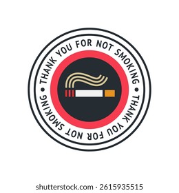 No smoking cigarette sticker, label no smoking in this area, vector illustration