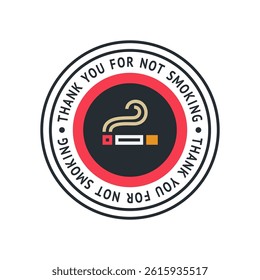 No smoking cigarette sticker, label no smoking in this area, vector illustration