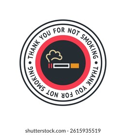 No smoking cigarette sticker, label no smoking in this area, vector illustration
