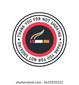 No smoking cigarette sticker, label no smoking in this area, vector illustration