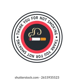 No smoking cigarette sticker, label no smoking in this area, vector illustration