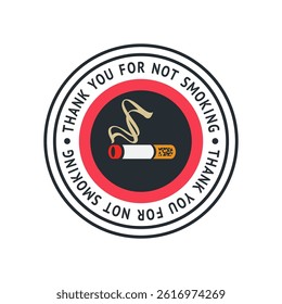 No smoking cigarette sticker, label no smoking in this area, vector illustration
