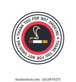 No smoking cigarette sticker, label no smoking in this area, vector illustration