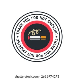 No smoking cigarette sticker, label no smoking in this area, vector illustration