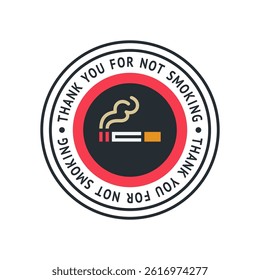 No smoking cigarette sticker, label no smoking in this area, vector illustration
