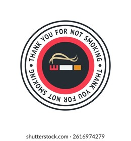 No smoking cigarette sticker, label no smoking in this area, vector illustration