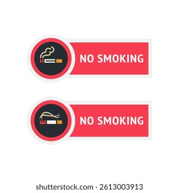 No smoking cigarette stickers set, labels no smoking in this area, vector illustration for print