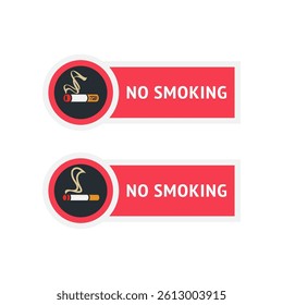 No smoking cigarette stickers set, labels no smoking in this area, vector illustration for print