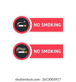 No smoking cigarette stickers set, labels no smoking in this area, vector illustration for print