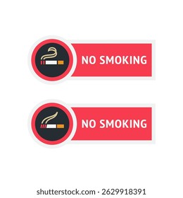 No smoking cigarette stickers set, labels no smoking in this area, vector illustration for print.