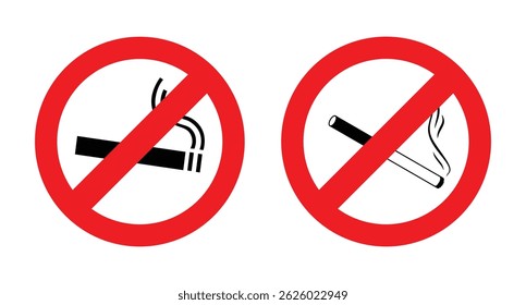No Smoking Sign—Prohibited Cigarette Symbol Vector Illustration
