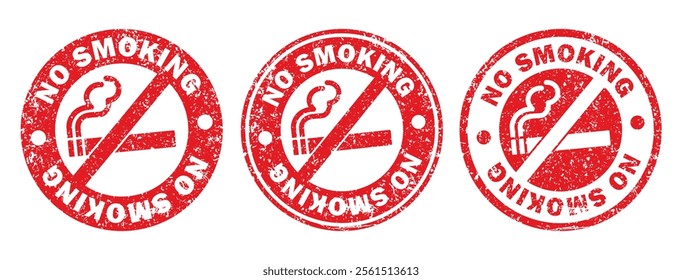 No smoking circle grunge stamp icon sign. Cigar, tobacco prohibition logo symbol. Prohibited, ban, forbidden. Vector illustration image. Isolated on white background.