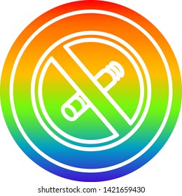 no smoking circular icon with rainbow gradient finish