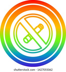 no smoking circular icon with rainbow gradient finish