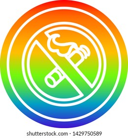 no smoking circular icon with rainbow gradient finish