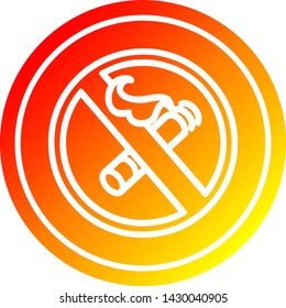 no smoking circular icon with warm gradient finish