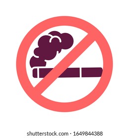 No smoking color glyph icon. Forbidden sign. Pictogram for web page, mobile app, promo. UI UX GUI design element.