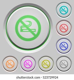No smoking color icons on sunk push buttons