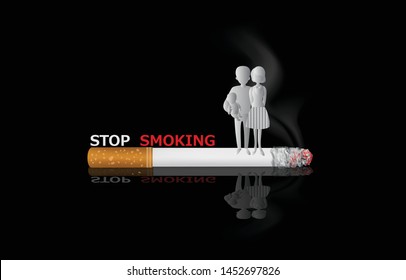 no smoking Concepts for good health if smoking cessation and happy family - vector