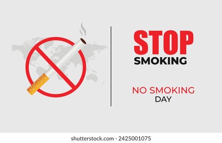 No Smoking Day. Every Second Wednesday of March. Stop Smoking. Template for background with banner, poster and card. Vector illustration.