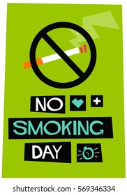 No Smoking Day in March (Flat Style Vector Illustration Sign Poster Design)