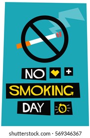 No Smoking Day in March (Flat Style Vector Illustration Sign Poster Design)