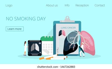 No Smoking Day, Selebreted On The Third Thursday Of November And World No Tobacco Day In May. Healthcare, Medical Concept Vector, Doctors Warn Smokers About The Dangers, Consequences Of Lung Cancer.